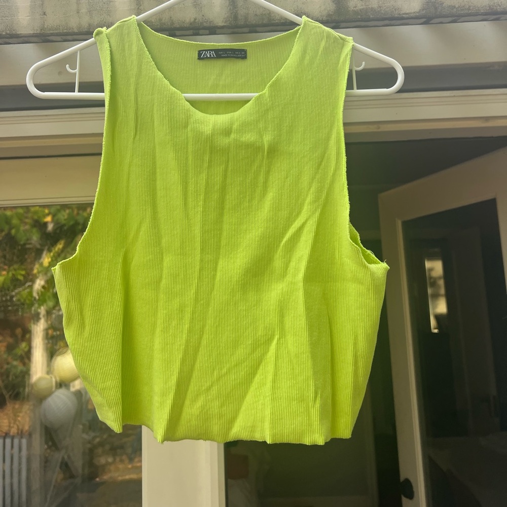 Zara Vibrant Lime Ribbed Tank Top